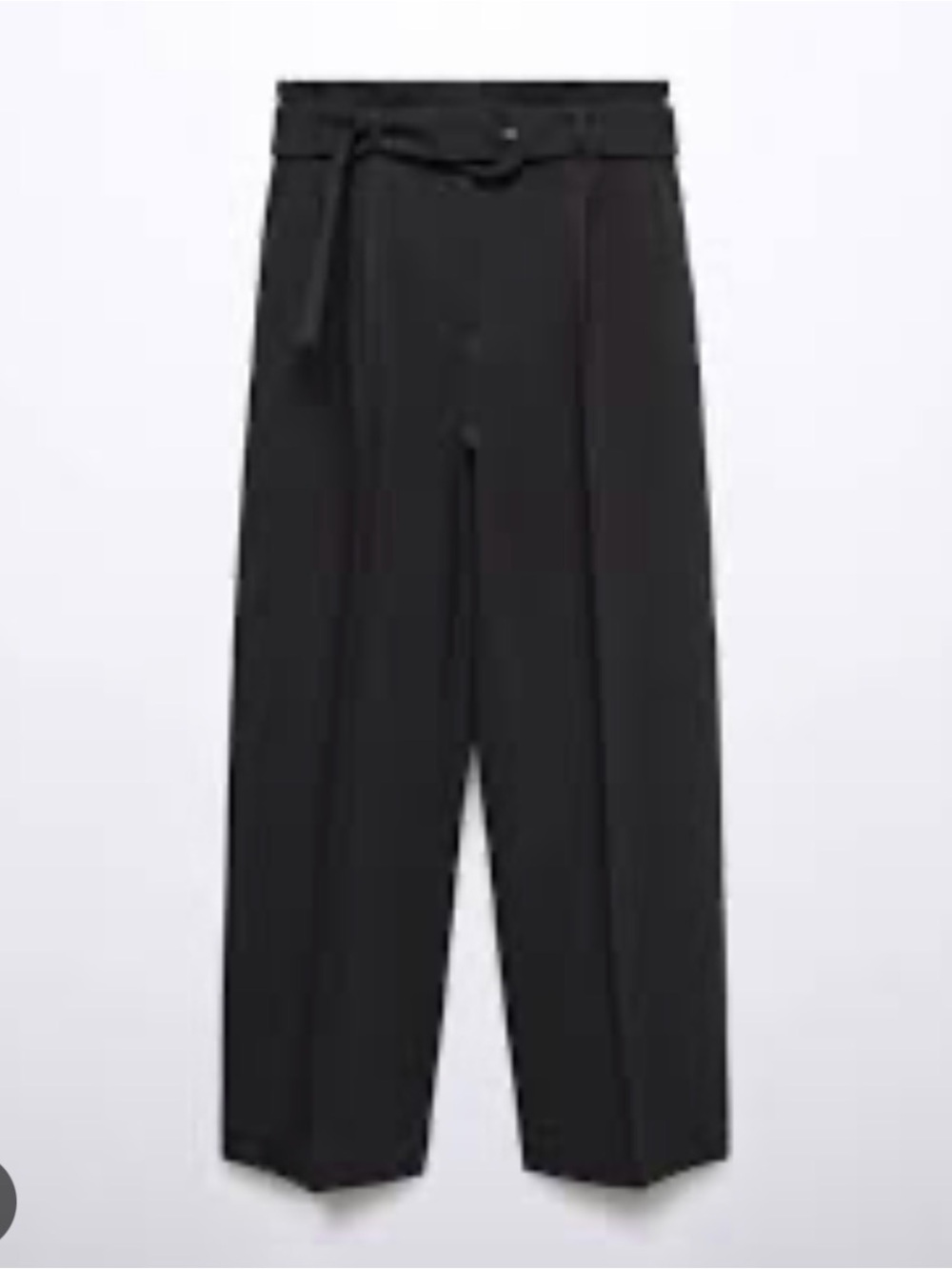 Mango Black Wide-Leg Paperbag Trousers